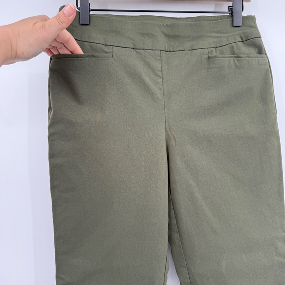 Chicos Pants Women 6 Green Pull On Stretch Ankle Nylon Blend Pockets Tech Office - Picture 2 of 11